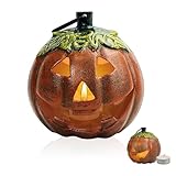 Linton Arts Cast Aluminum Jack O Lantern Candle Holder, Lighted Pumpkin Decor for Outside, Faux Pumpkin Lantern for Porch, Patio & Tabletop Halloween Decoration