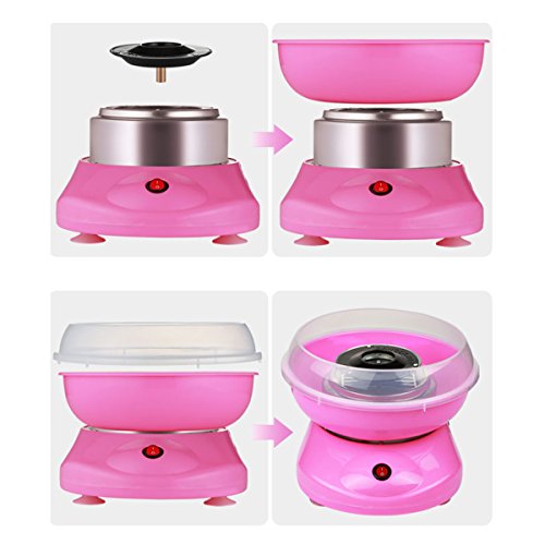 Zuckerwattemaschinen-Set, Zuckerwattemaschine für Kinder, Zuckerwattemaschine für den Hausgebrauch mit den nötigen Werkzeugen, um in 2 Minuten eine Zuckerwatte herzustellen (Rosa) – Bild 7