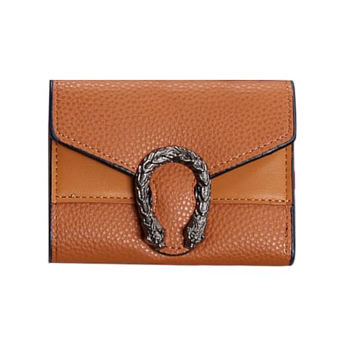 Short Leather Purses Patchwork Money Clip Tri-fold Multi-Card Card Case