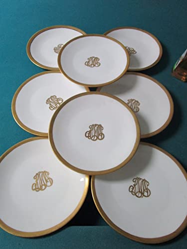 Limoges TRESSEMAN & VOGT - T&V -8 Dinner Plates Monogrammed