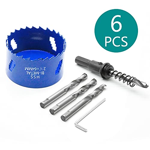 Image of 2-1 /2 Inch Hole Saw with Arbor, 1.2 Inch Cutting Depth | Heavy Duty, HSS Bi-Metal, For Wood Cornhole Boards Plastic Drywall & Thin Metal, Smoothly Cutting
