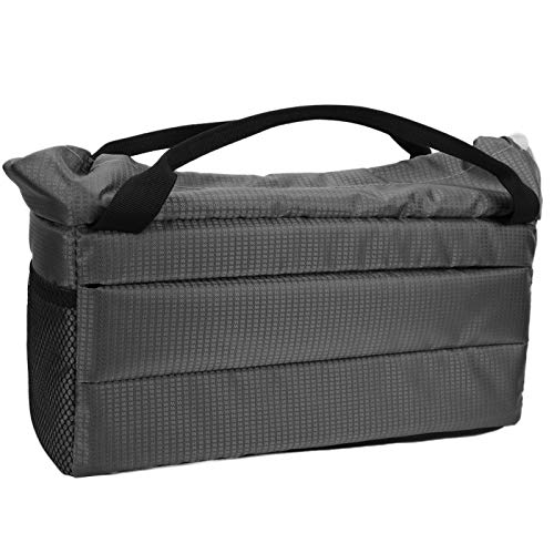 Bolsa de inserción de cámara, bolsa de cámara acolchada de inserción Estuche de protección de partición DSLR con cubierta y manija(gris) Cover
