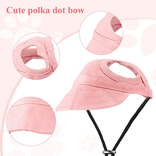 2 Pieces Dog Baseball Hat With Neck Strap Adjustable Pet Dog Cat Summer Travel Outdoor Baseball Hat Visor Sunbonnet Outfit With Ear Holes For Puppy Small Dogs And Cats, Blue And Pink #TOP2
