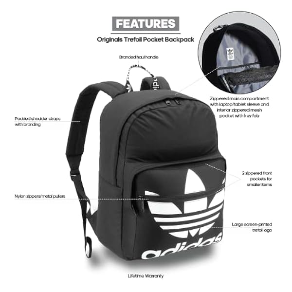 adidas Originals Zaino Con Tasca A Trifoglio Originale Zaino Unisex - Adulto (Pacco da 1)