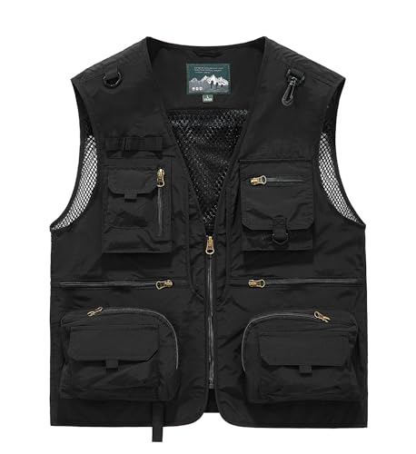 Image of Acydar Men's Outdoor Fishing Work Safari Travel Photo Cargo Vest Outdoor Fishing Vest