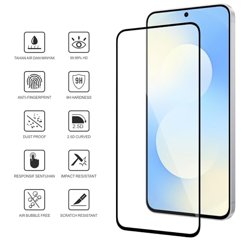 Image of amazon basics Tempered Glass Screen Protector Compatible with Samsung Galaxy S26 5G (Fingerprint Unlock Compatible) Transparent Protective Film [Clear HD]