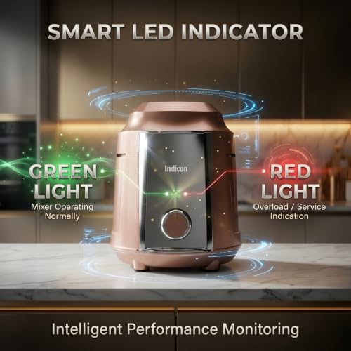 Image of Indicon Turbo 1300W Copper Motor Mixer Grinder with 3 Stainless Steel Jar 3-Speed Control, Heavy Duty for Grinding, Blending & Juicing, (Rose Gold) (Rose Gold)