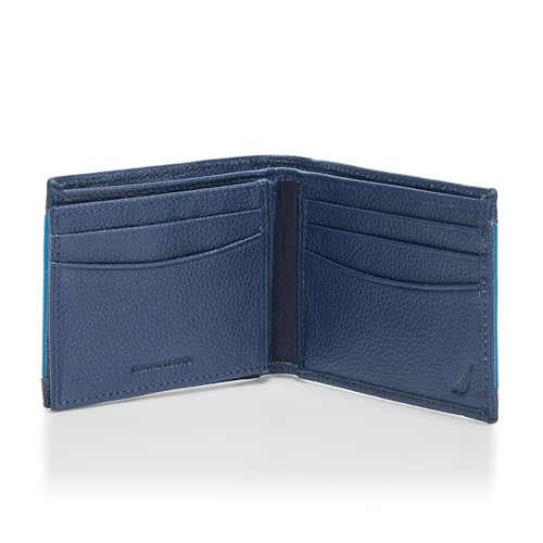 Image of Nautica Men's Bifold Leather Wallet | RFID Blocking | ID Window | Card Slots | Organization | Durable | Stylish