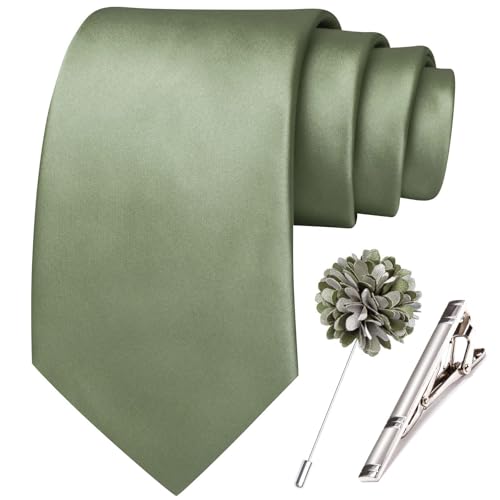 Image of Hi-Tie Men's Extra Long Solid Satin Tie Set 63 Inch /70 Inch Formal Necktie