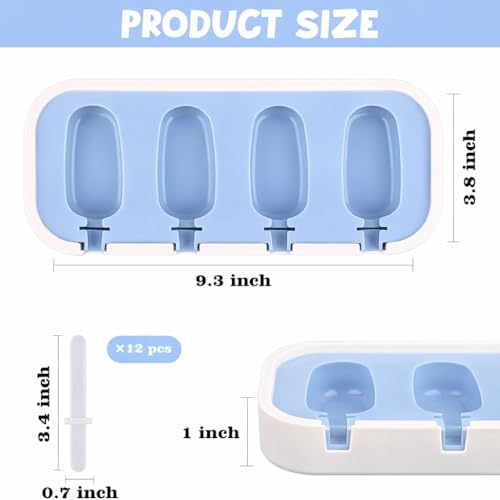Image of (Set of 2) (Pink+Blue) Stackable Mini Silicone Ice Cream Maker, Ice Cream Mould Set Kulfi Moulds Set Popsicle Mould Silicone, Kulfi Maker for Freezer