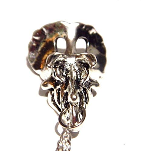 Silvertone Triceratops Skull Pendant on 18" Chain Necklace Dinosaur Bones4