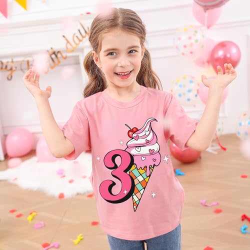 Lovekider Toddler Girls Birthday Shirts Sparkly Number Short Sleeve Tshirt 2nd 3rd 4th 5th Party T-Shirt Tees 2-5T3