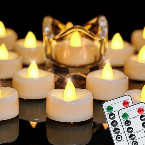 Image of merrynights 24Pcs Remote Control LED Tea Lights,2 /4 /6 /8H Timer,400+Hours