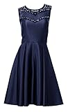 Elegante, klassische Form Ashley Brooke event Designer-Cocktailkleid mit Strass nachtblau Größe 44
