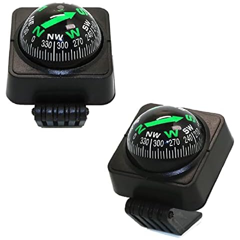 Car Compass Mini Pocket Compass Set Vehicle Ball Compass Digital Compass Marine Compass Easy-To-Read Compass Outdoor Hiking Portable Compass Mini Survival Compass for Car Boat Caravan Truck 2 PCS Cover