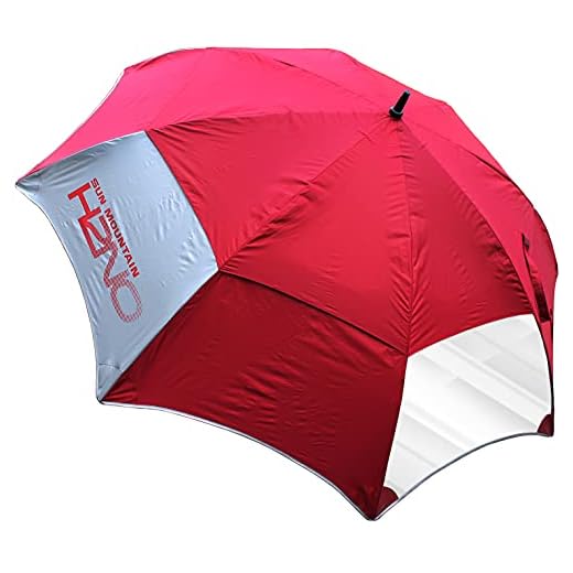 Sun Mountain H2NO Vision Golf Umbrella - 68 Inch Dual Canopy, Double Vision Window, Windproof, Waterproof, Automatic Opening, Burgundy