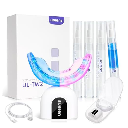 Ualans Blanqueador Dental Profesional, Kit Blanqueamiento Dental-32 LED, 3*Gel Blanqueamiento, Gel Calmante,Caja de Almacenaje, Kit de Completo Blanqueador Dientes,10 Mins Blanquear Dientes Fácilmente