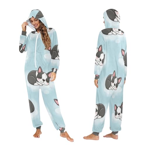 Costume à capuche bleu pastel contre le froid à la maison - 5