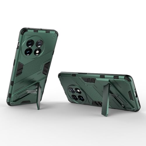 Image of SPL Punk Armor Bumper Back Case Cover for OnePlus 11 5G | Holder & Kickstand in-Built | 360 Degree Protection Back Case Cover (Green)