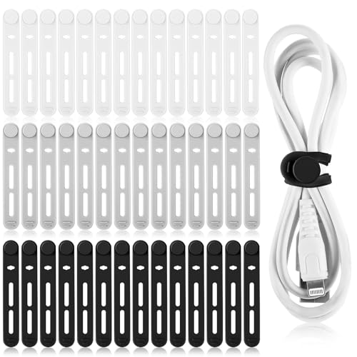 Tellegloww 42 Cable Ties Cord Organizer,Black, White, Gray,3.15 Inch