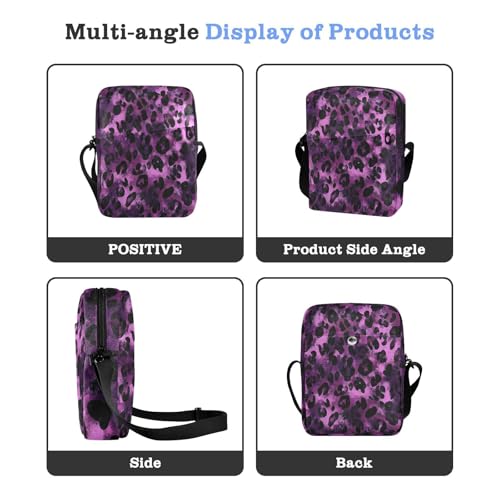 mens messenger bag crossbody bag men Shoulder Handbags Adjustable Strap for outdoor sports outdoor sports- Black Purple Leopard4