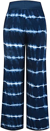 Image of AMiERY Women's Comfy Casual Pajama Pants Floral Print Drawstring Palazzo Lounge Pants Wide Leg
