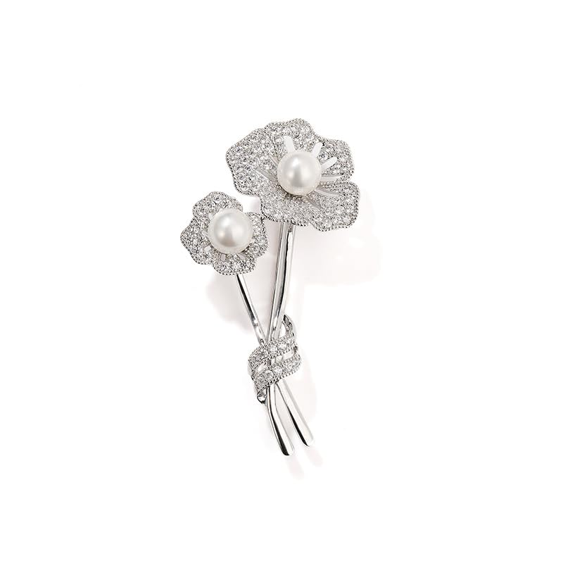 Spilla con perle gioielli per donne moda regalo di Natale moglie mamma fidanzata, anniversario compleanno gioielli raffinati regali per lei NO95521, metallo, perla