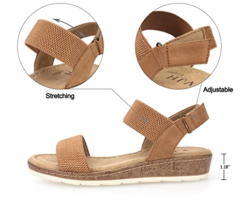 Image of VJH confort Women's Flat Sandals Open Toe Elastic Ankle Strap Slip on Comfy Low Wedge Sandals