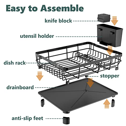 Aiderly WDJBK01 Iron Dish Drying Rack With Drainboard Dish Drainers For Kitchen Counter Sink Adjustable Spout Dish Strainers thumb #4