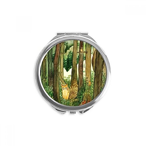 Miroir rond de poche chat de forêt pour vos retouches maquillage au bureau