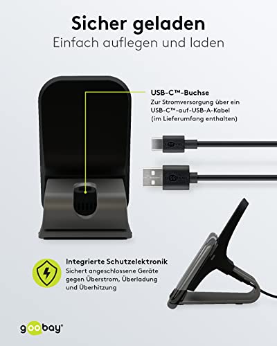 Goobay 52955 Wireless Charger 10W Qi Station de Charge Support de téléphone Portable/Chargeur de Table sans Fil/Station de Charge inductive Support de téléphone Portable Chargeur à Induction – Image 5