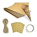 40 tubos de papel kraft de cono, conos creativos de papel kraft vintage con 40 cuerdas de cáñamo + 40 pegatinas + 1 rollo de adhesivo de doble cara para decoración de bodas o fiestas