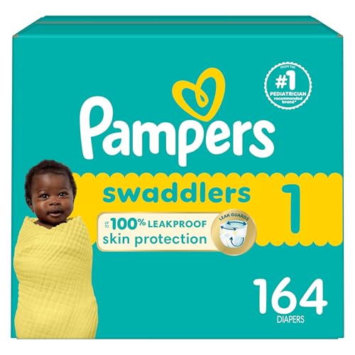 Image of Pampers Baby Diapers - Swaddlers - Size 1, 164 Count, Ultra Absorbent Disposable Infant Diaper