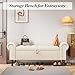 Apicizon 51” Bench with Storage, Faux Leather Ottoman Bench with Rolled Arm & Vintage Rivets, End of Bed Bench for Bedroom, Living Room, Entryway, Beige+Brown Legs