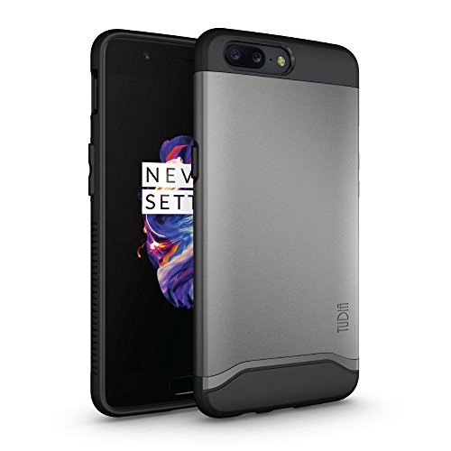 TUDIA OnePlus 5 Case, Slim-Fit Heavy Duty [Merge] Extreme Protection/Rugged but Slim Dual Layer Case for OnePlus 5 (Metallic Slate)