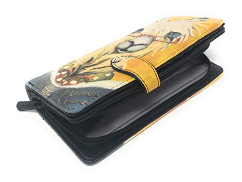Shag Wear Llama Reading Bedtime Stories Large Wallet for Women and Teen Girls Vegan Faux Leather 7"3