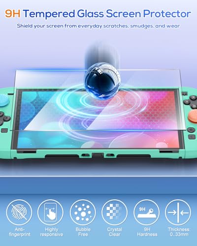 Image of FYOUNG Switch 2 Protective Case Set, Dockable Cute Cover Hard Shell for Nintendo Switch 2 Console Accessories,Travel-Friendly,Kickstand Cutouts(Color‑Matched to Light Green Switch 2 Controller)