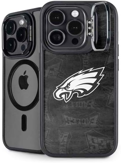 Skinit Kickstand Phone Case Compatible with iPhone 16 Pro - Officially Licensed NFL Philadelphia Eagles Black & White Design
