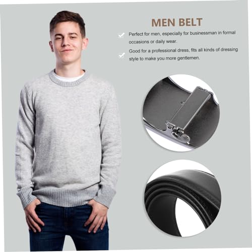 BESPORTBLE 1pc Men Automatic Buckle Leather Belt Durable Business Waistband for Gentlemen Stylish Design Easy to Use for Work Casual and Social Events3