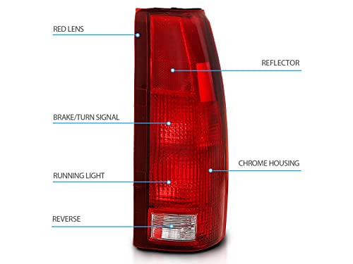 Amerilite Oe Replacement Halogen Tail Lights For Chevy Gmc C1500 C/K C10 Silverado Sierra Tahoe Yukon Full-Size Blazer - Driver And Passenger Side, Vehicle Light Assembly, Red #TOP4