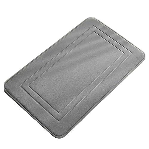 Bodhi2000 Alfombrilla de baño de secado rápido, ultra suave, de espuma viscoelástica, antideslizante, de secado rápido, absorbente, alfombra de baño para bañera de ducha, fácil de limpiar, color gris,
