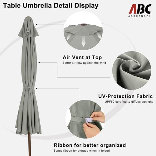Image of ABCCANOPY 10ft Scalloped Patio Umbrella, Outdoor Table Umbrella with Tilt and Crank, Fiberglass Ribs Deck Umbrella for Patio, Pool, Garden, Picnic (Light Gray)