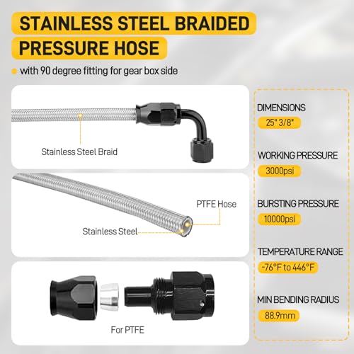 image for YEHERIT 25Inch 6AN Power Steering Pump Hose Kit Compatible with Chevy 