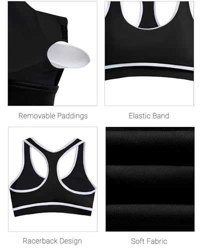 Image of Holipick Women's Sports Bra Bikini Tops Racerback Swim Top Scoop Neck Bathing Suits Top Modest Padded Crop Tops Swimsuit Only