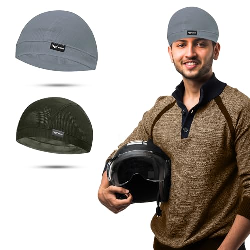 Image of XTRIM Unisex Helmet Skull Cap for Bikers & Cyclists, Cotton Head Cap, Hair Inner Helmet Cover Cap for Men, Sweat Cooling for Women, Skull Cap for Summer