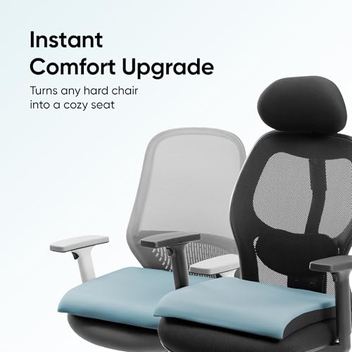 Image of Frido Cloud Seat Cushion with High-Density Memory Foam | Tailbone & Thighs Support Pillow | Washable Stretch Cover | Anti-Slip Base | Portable Handle | Ideal for Office, Car & Home Chairs, Lilly Pad