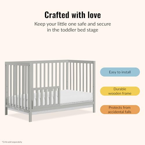 Image of Dream On Me Toddler Guard Rail for Convertible Crib, Solid Wood Bed Rail for Toddler Bed Conversion, Cool Grey