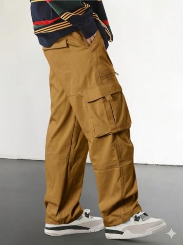 Image of Q - RIOUS Cotton Casual Cargo Pants for Men - Multi-Pocket Style