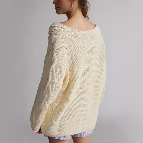 Oversized Sweaters for Women Pullover V-Neck Casual Tops Long Sleeve Warm Chunky Knit Trendy Outfits3