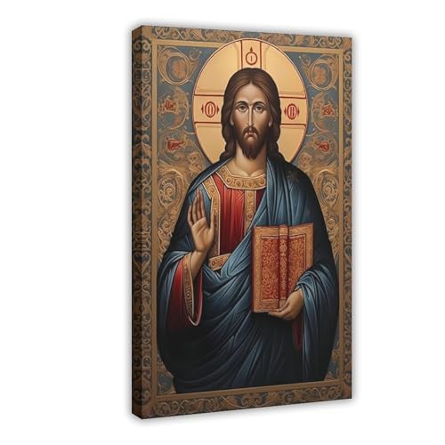 Christ The Teacher Modern Orthodox Icon Vintage Abstract Canvas Wall